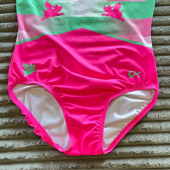GK Swimsuit /Leotard Blues & BBQ Pink and Green Adult Size L - Picture 4 of 7